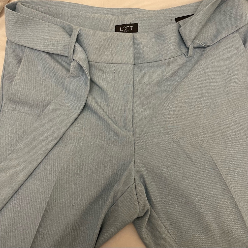 LOFT Light Blue Tie-Waist Trousers